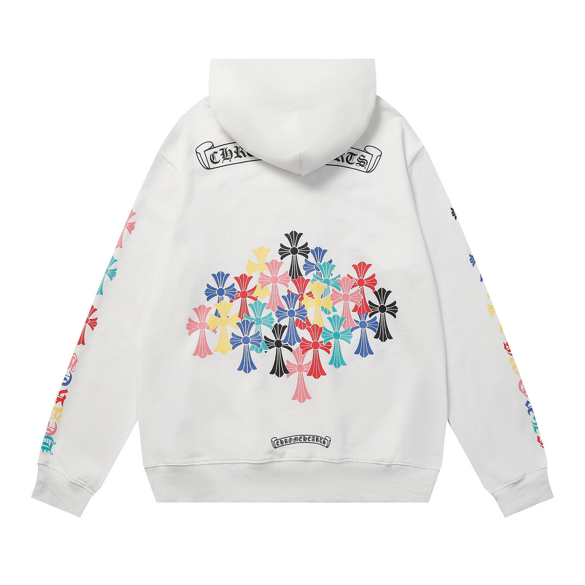Chrome Hearts Multi‑Cross Sanskrit Graphic Oversized Hoodie Streetwear