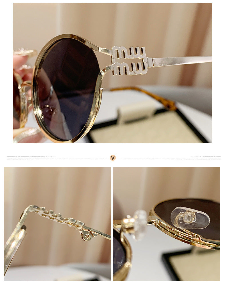 Miu Miu MU52YS Hollow Oval Cat Eye Sunglasses Gradient Lens Women Y2K
