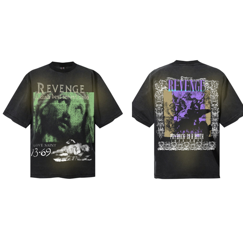Saint Michael Vintage Washed Graphic Print Loose Streetwear T-Shirt
