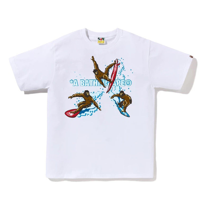 BAPE Ape Head & Shark Graphic Tee Loose Unisex Streetwear T-Shirt