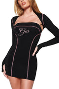 I.AM.GIA Contrast Strap Long Sleeve Bodycon Mini Dress Women
