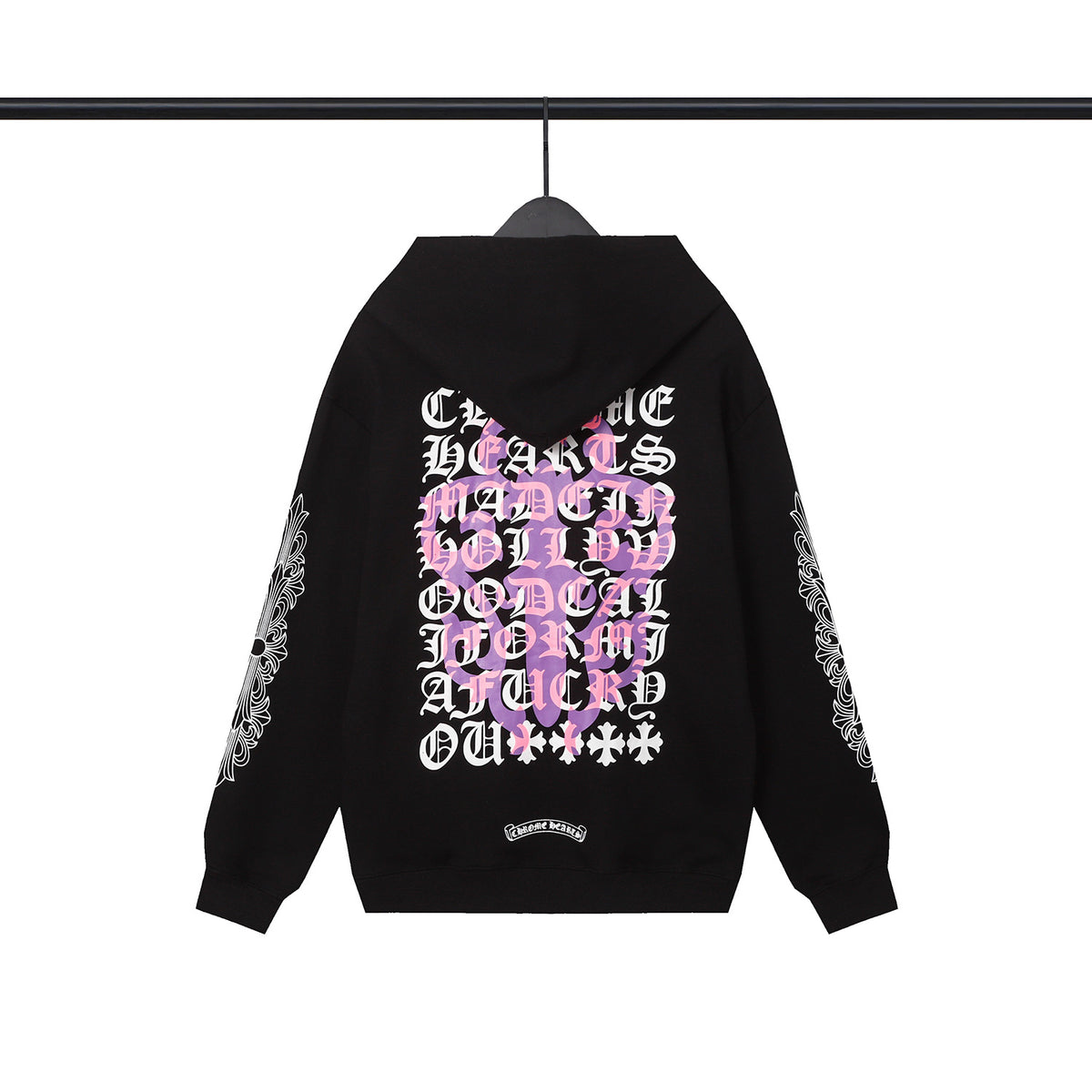 Chrome Hearts Multi‑Cross Sanskrit Graphic Oversized Hoodie Streetwear