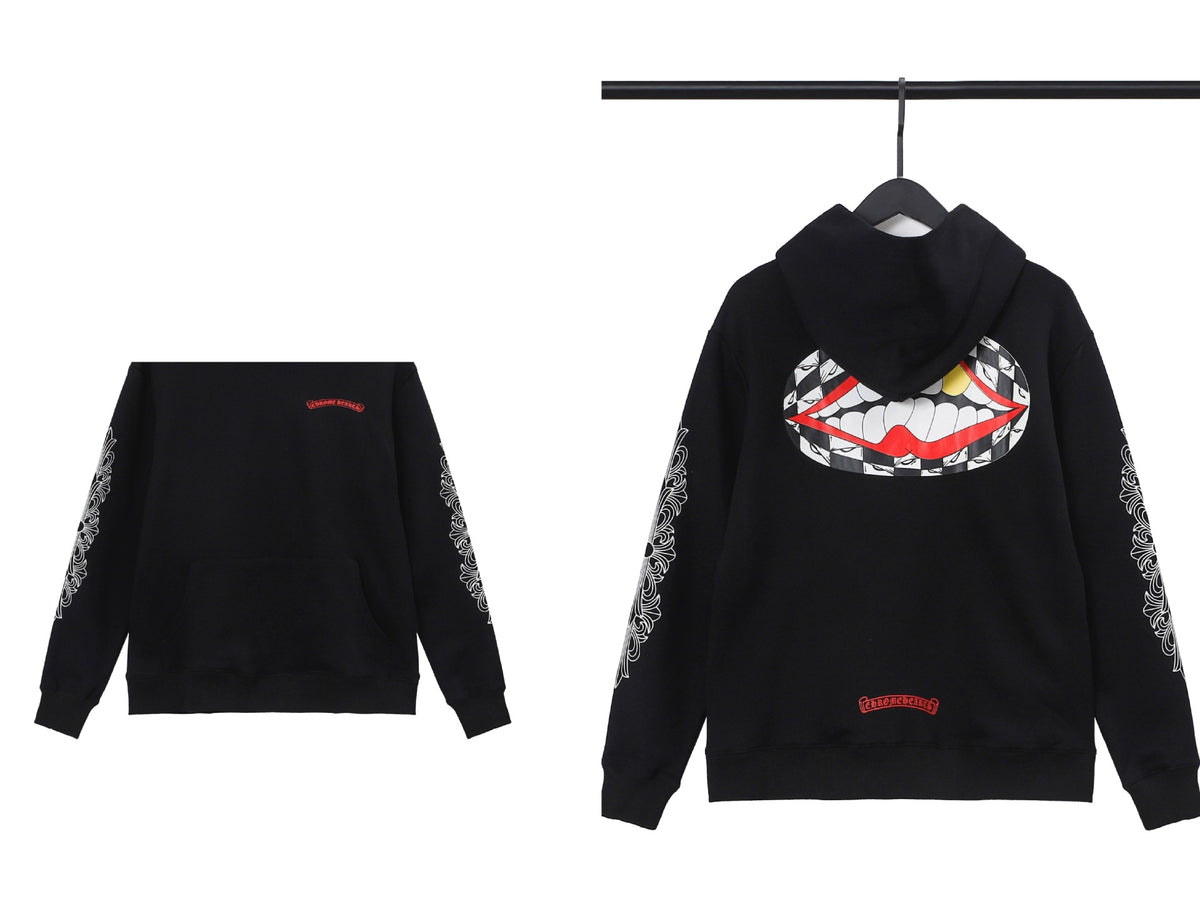 Chrome Hearts Horseshoe Cross Hoodie Goth Streetwear Graphic Pullover