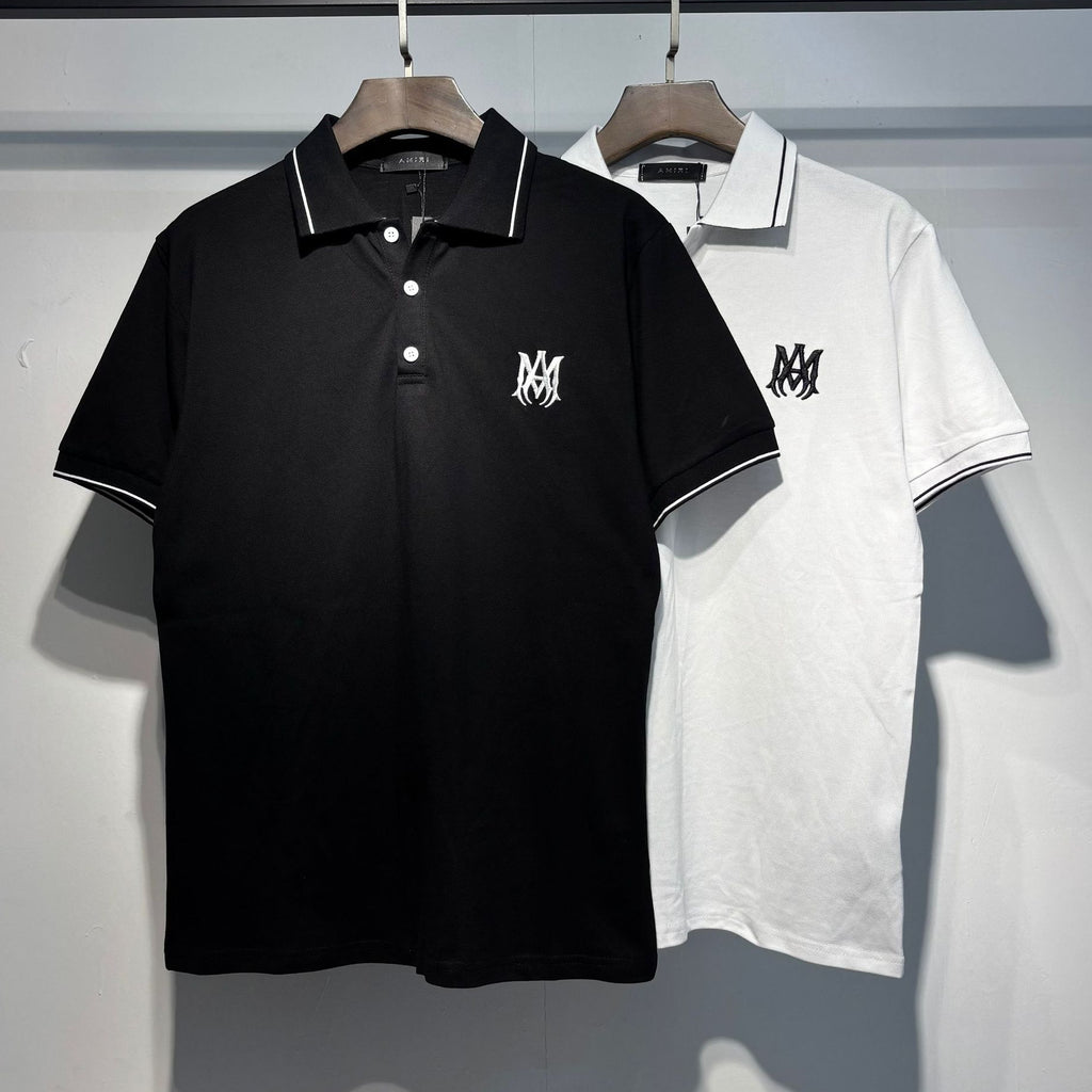 Amiri Embroidery Letter Loose Short Sleeve Polo Shirt Unisex
