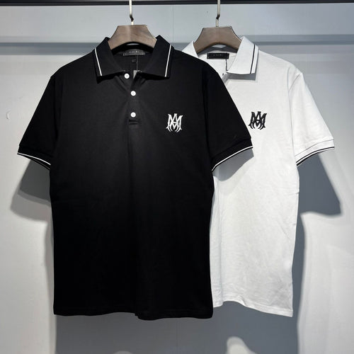 Amiri Embroidered Letter Loose Short Sleeve Polo Shirt Unisex