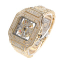 Iced Out Square Skeleton Hip Hop Quartz Watch