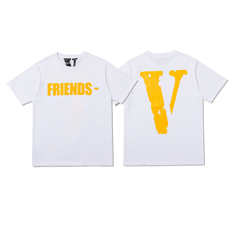 Vlone Big V Letter Graphic Print Short Sleeve Tee Streetwear Unisex