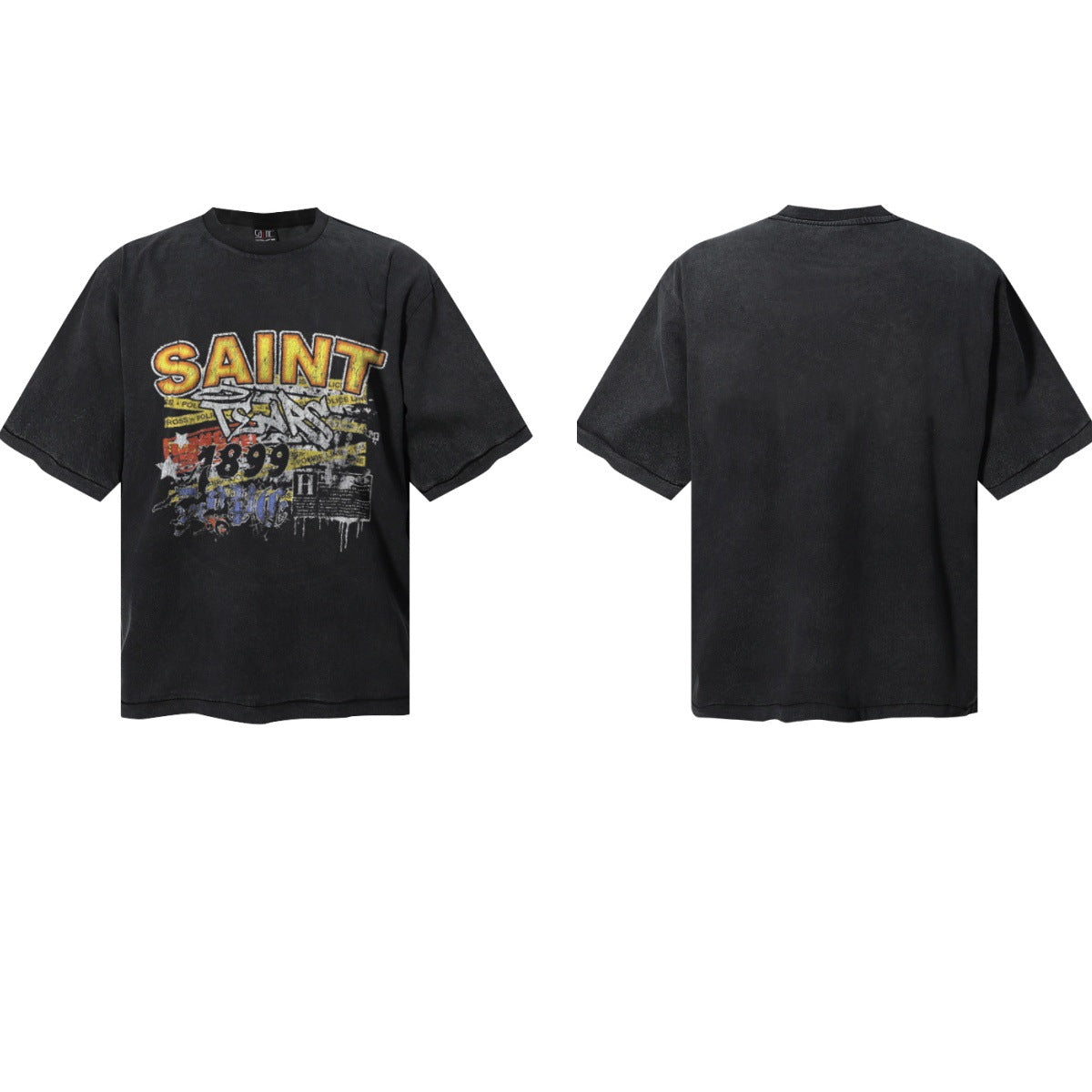 Saint Michael Vintage Washed Graphic Print Loose Streetwear T-Shirt