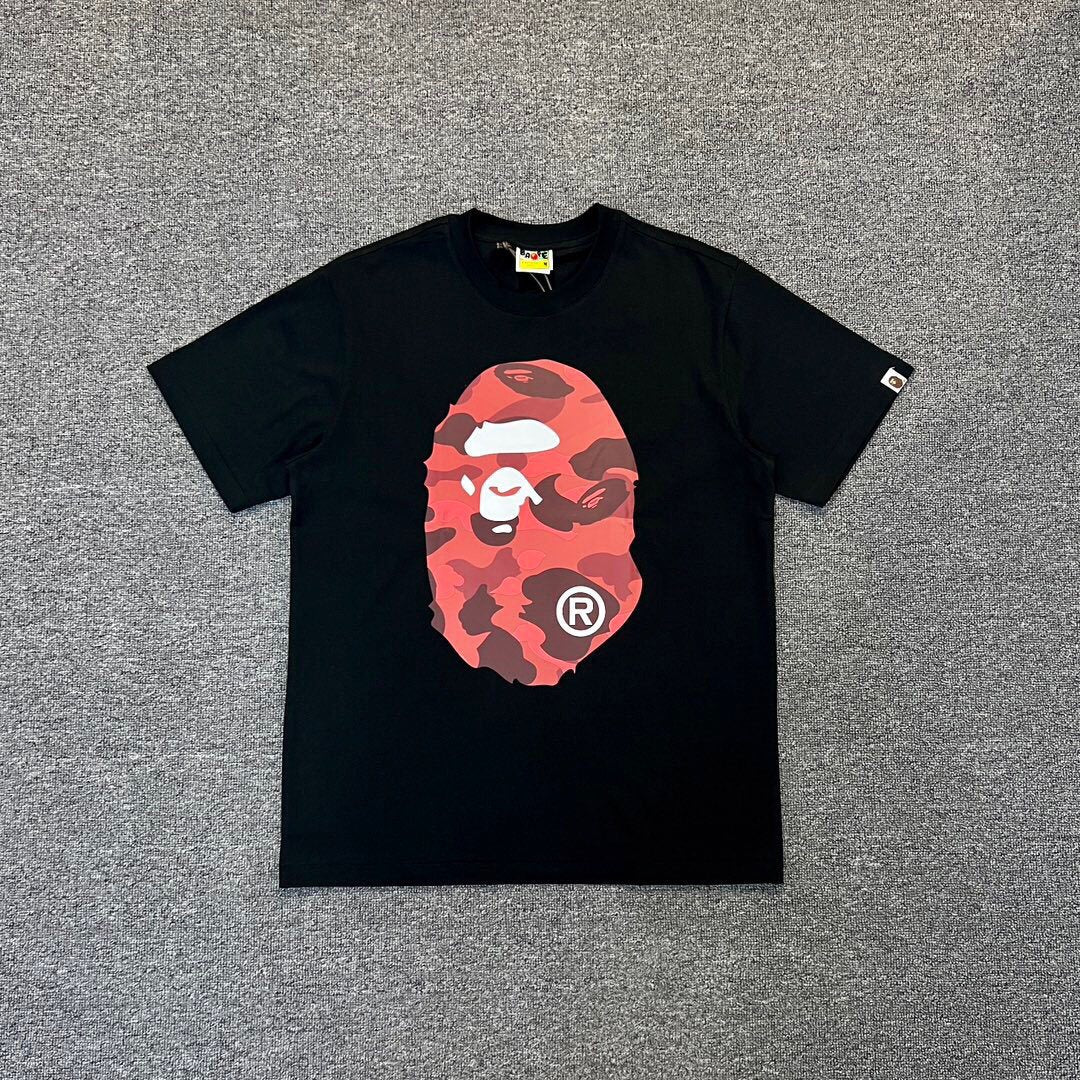 BAPE Classic Camo Ape Head Letter Print Loose Unisex Casual T-Shirt