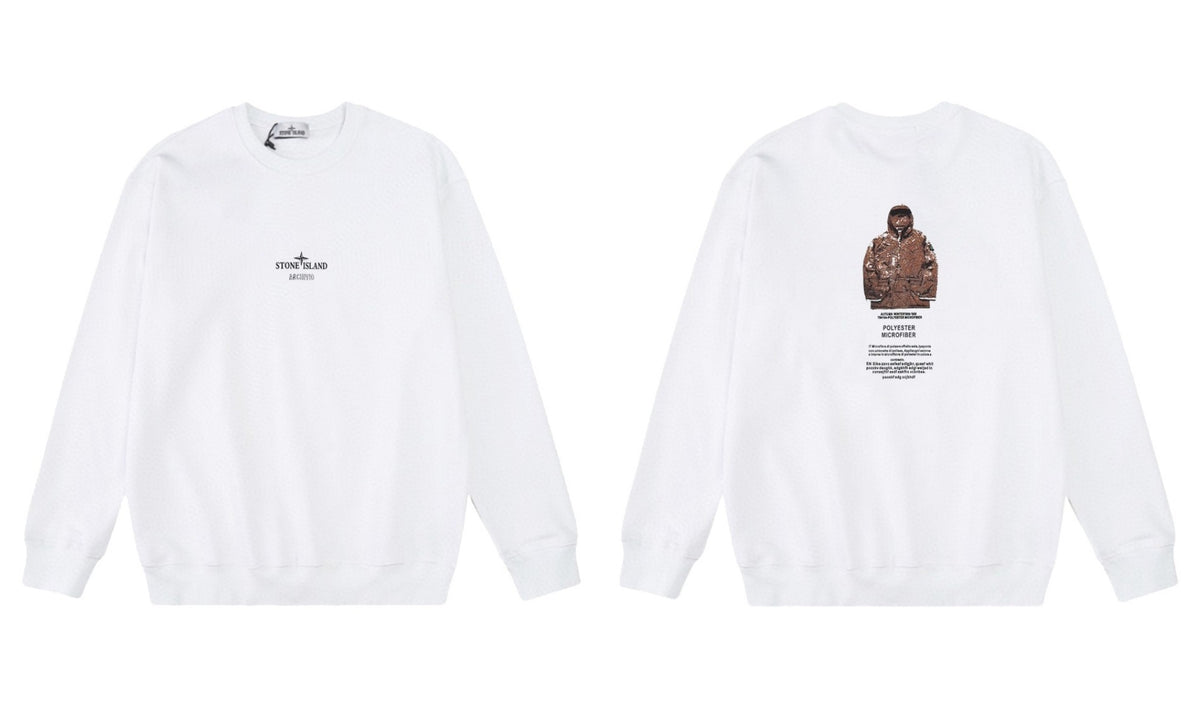 Stone Island Compass Print Crewneck Sweatshirt Men Autumn Pullover