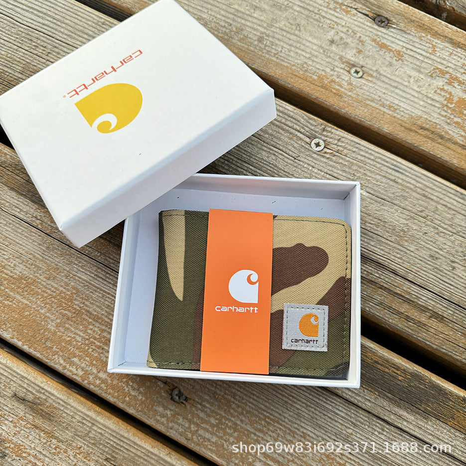Carhartt Patch Logo Bifold Wallet Canvas Corduroy Paisley Card Holder