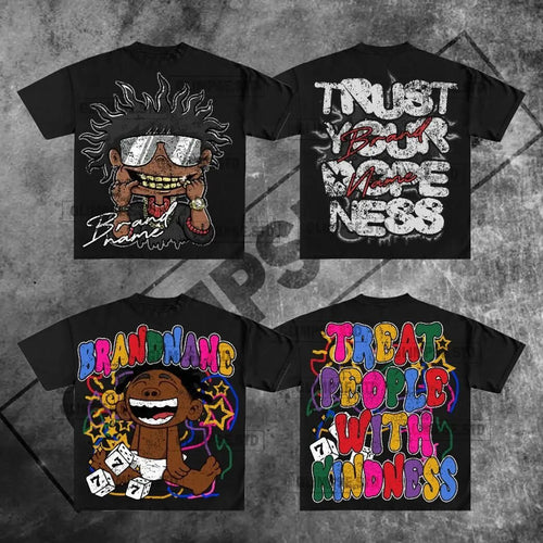 Hellstar Style Vintage Hip Hop Graphic Oversized Streetwear Cotton Tee