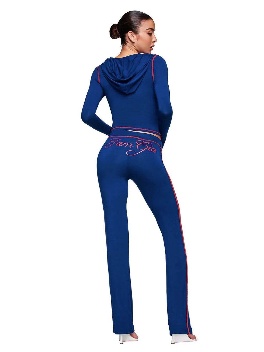 I.AM.GIA Contrast Trim Zip Hoodie Pants 2 Piece Set Women
