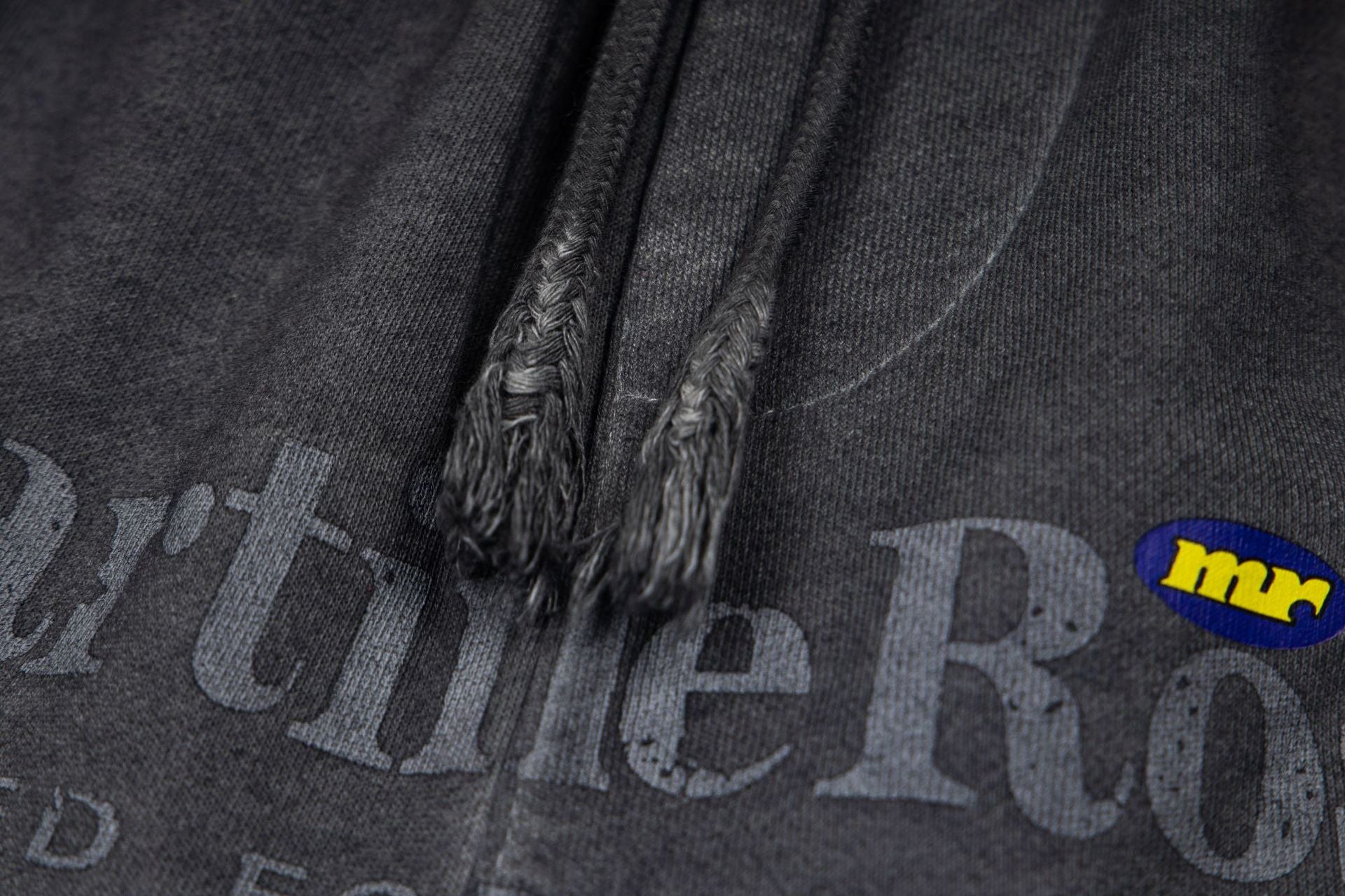 Washed Vintage Letter Print Raw Edge Streetwear Drawstring Sweat Shorts