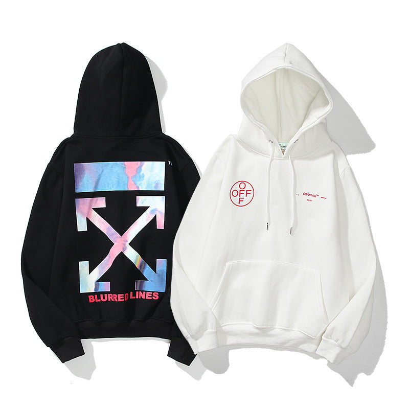 Off White Arrow Graphic Print Hoodie Streetwear Unisex