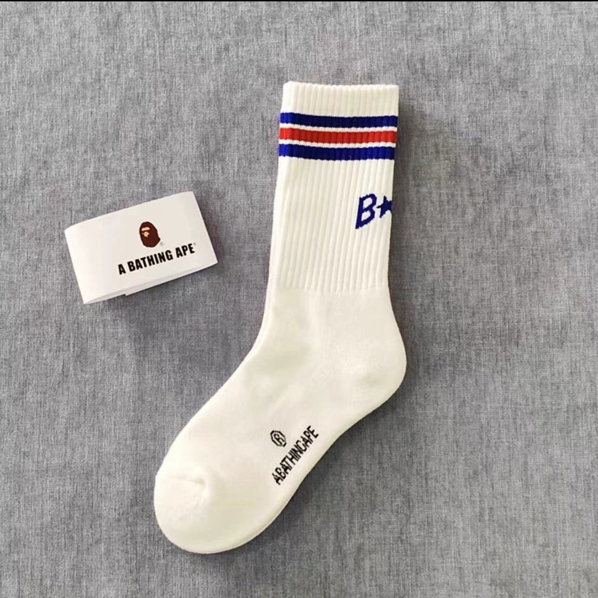 BAPE Ape Head Ribbed Crew Socks Multi Graphic Prints