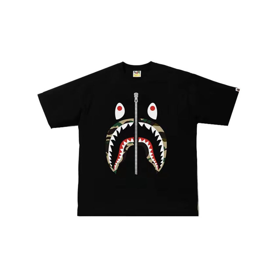 BAPE Ape Head Shark Print Loose Casual Unisex Short Sleeve T-Shirt