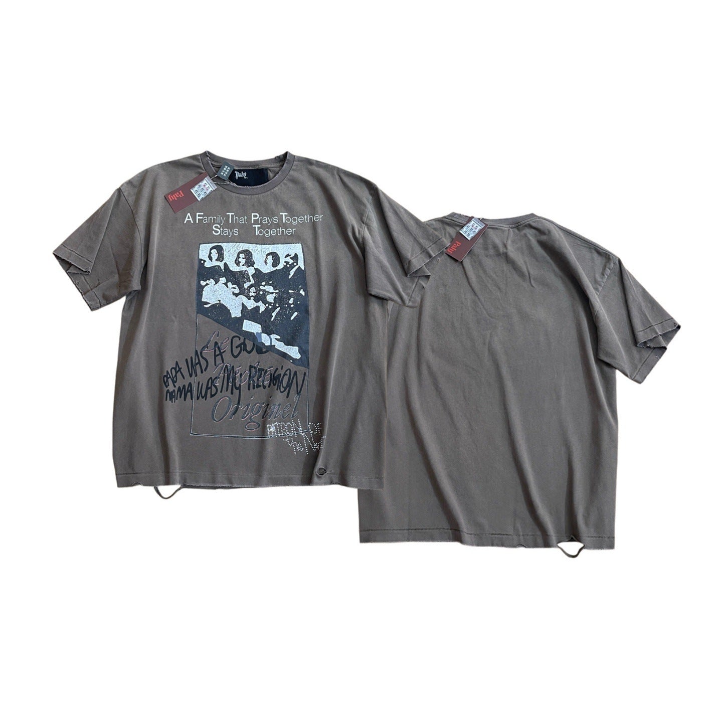 Paly Hollywood Portrait Letter Graphic Crew Neck Unisex T Shirt