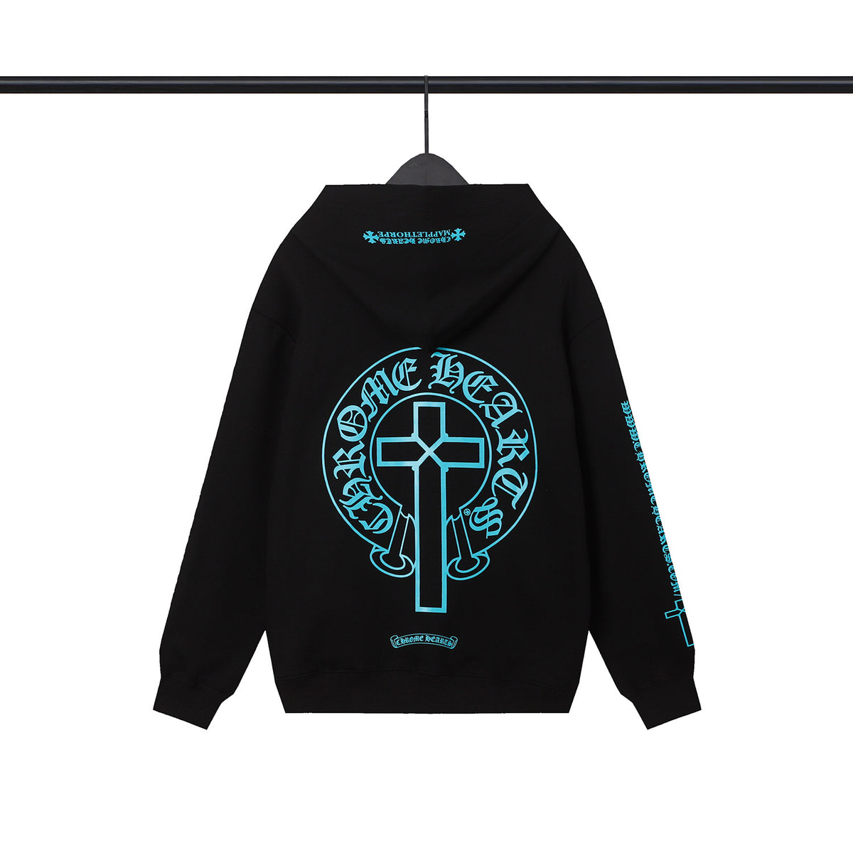 Chrome Hearts Multi‑Cross Sanskrit Graphic Oversized Hoodie Streetwear
