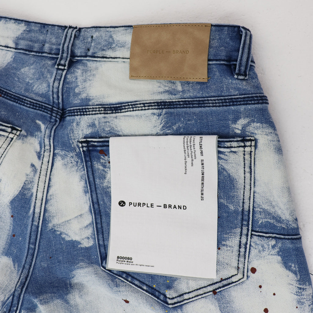 Purple Brand Brush Paint Distressed Denim Shorts Unisex