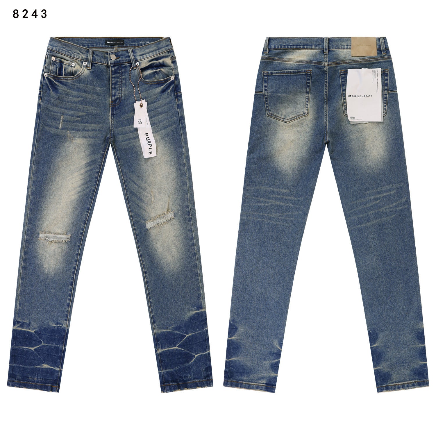 Purple Brand Wave Crack Ripped Skinny Denim Jeans Unisex