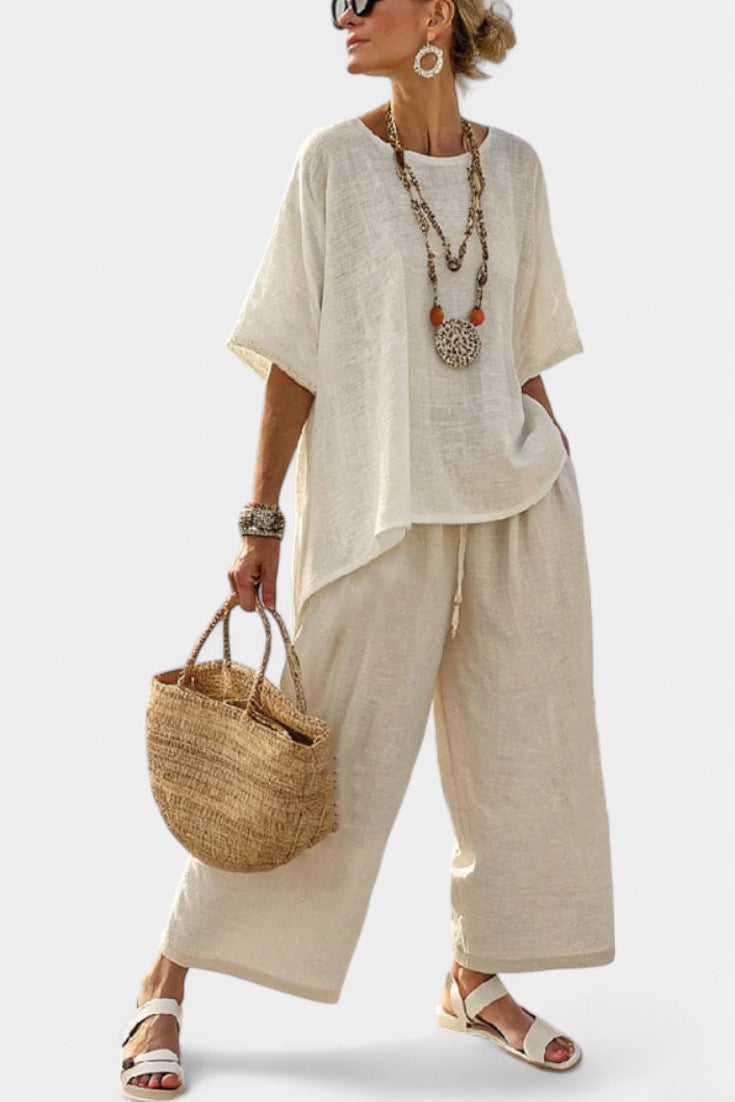 Women European Boho Striped Plus Size Loose Kaftan Beach Vacation Set
