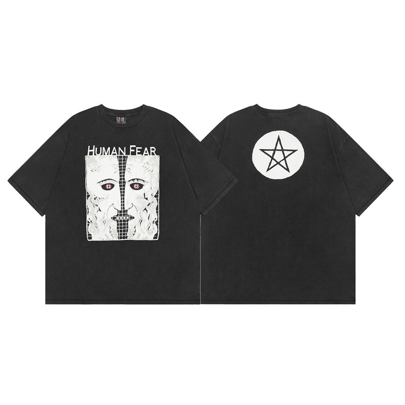 Saint Michael Vintage Washed Distressed Hole Loose Streetwear T-Shirt