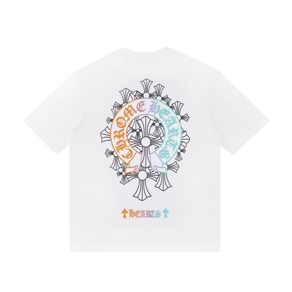 Chrome Hearts Color Sanskrit Cross Print Short Tee Unisex Y2K