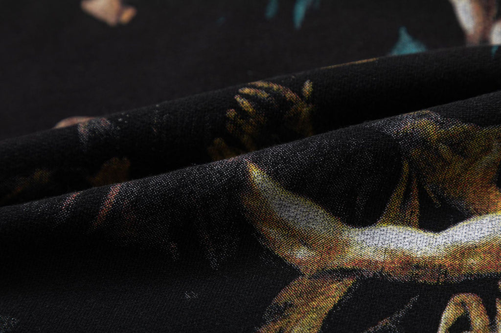 Off-White Color Figure Oil Painting Washed Graphic Hoodie