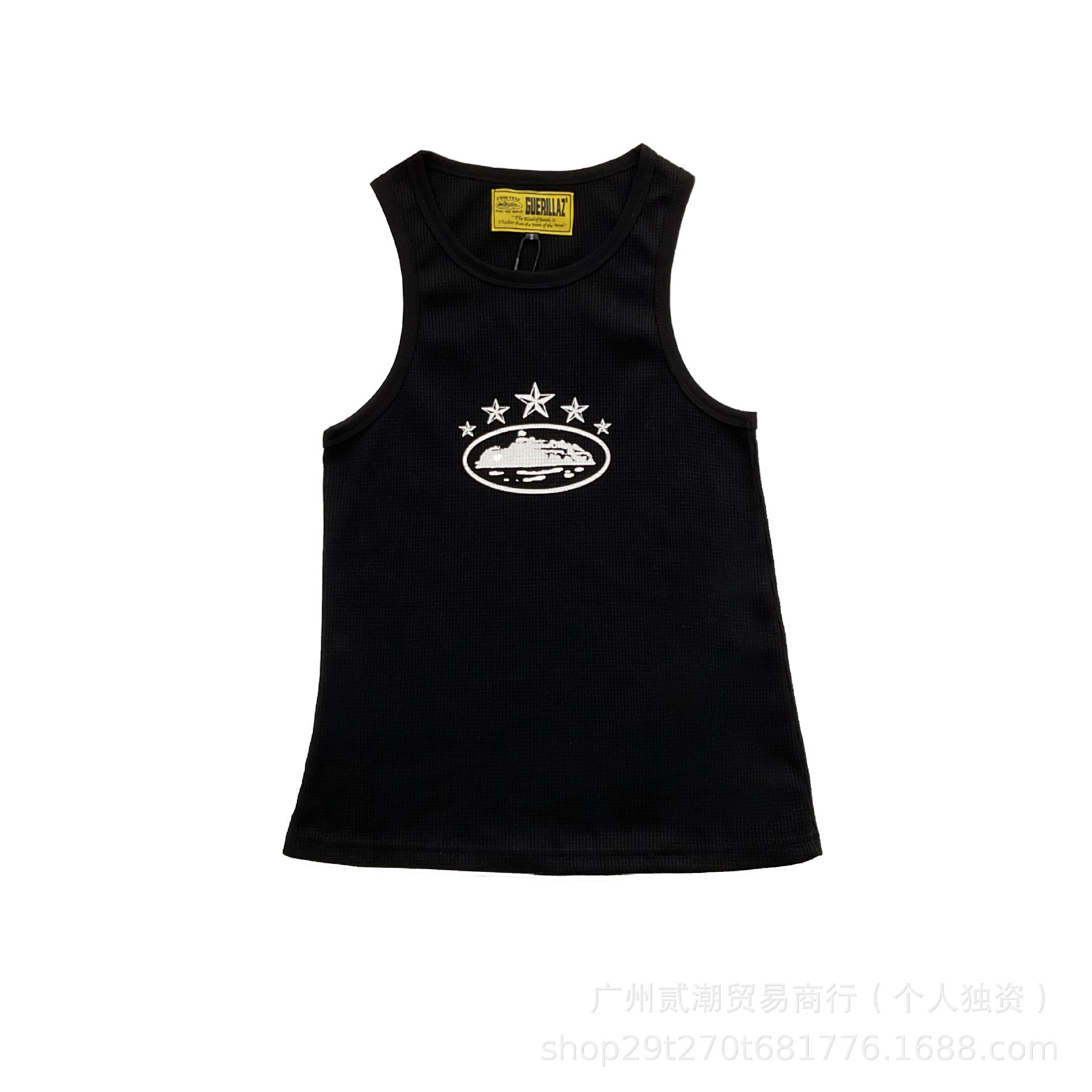 Corteiz Style Y2K Geripptes Tanktop Ärmelloses Streetwear Basic Weste