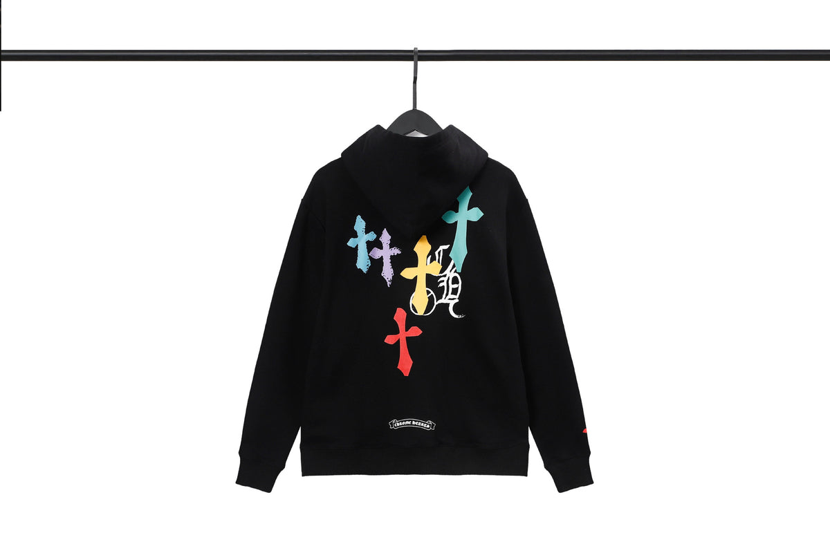 Chrome Hearts Multi‑Cross Sanskrit Graphic Oversized Hoodie Streetwear