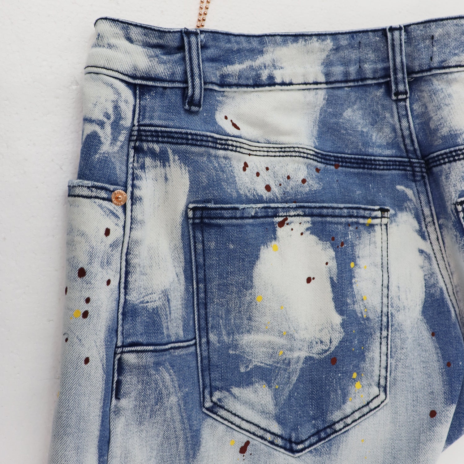 Purple Brand Brush Paint Distressed Denim Shorts Unisex
