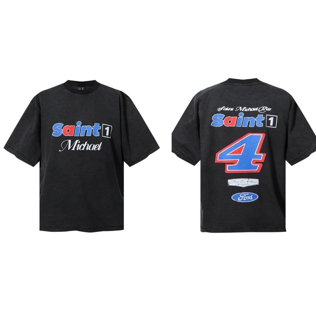 Saint Michael Vintage Washed Graphic Print Loose Streetwear T-Shirt
