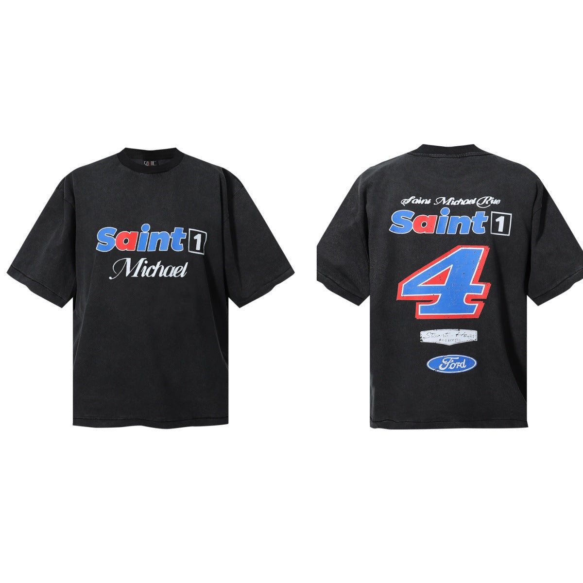Saint Michael Vintage Washed Graphic Print Loose Streetwear T-Shirt