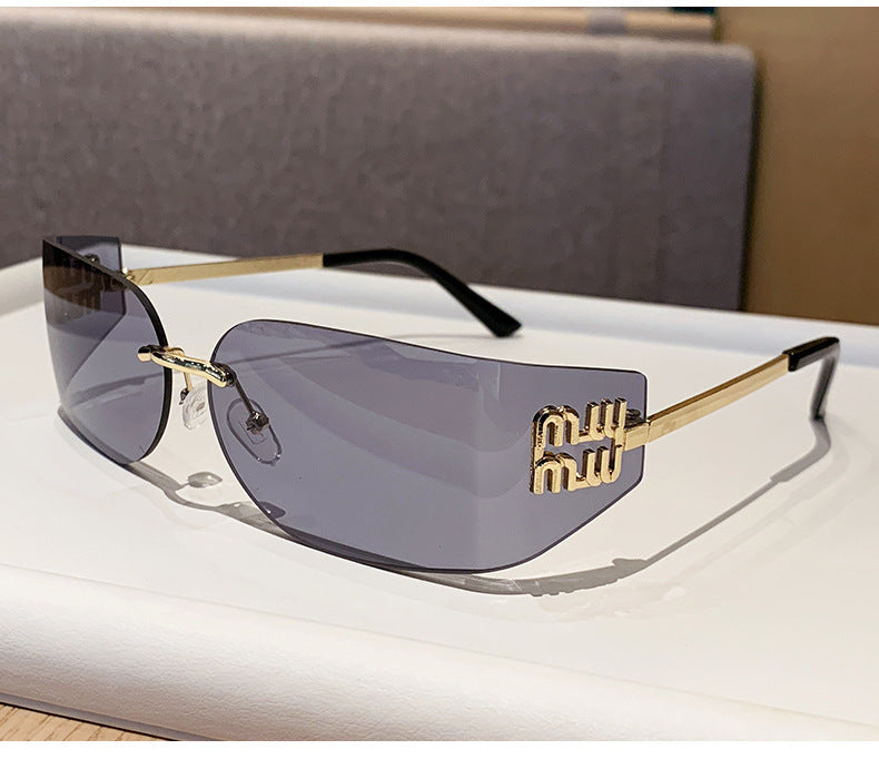 Miu Miu MU 54YS Y2K Rimless Gradient Narrow Frame Womens Sunglasses