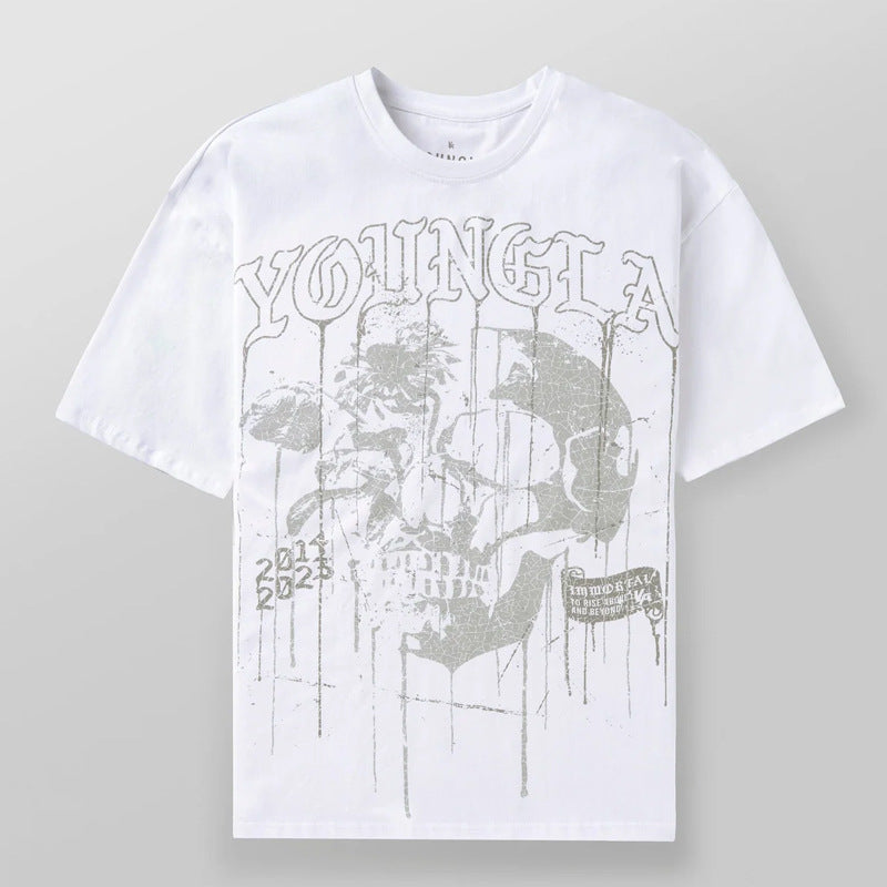 YOUNGLA 4116 Floral Skull Tees