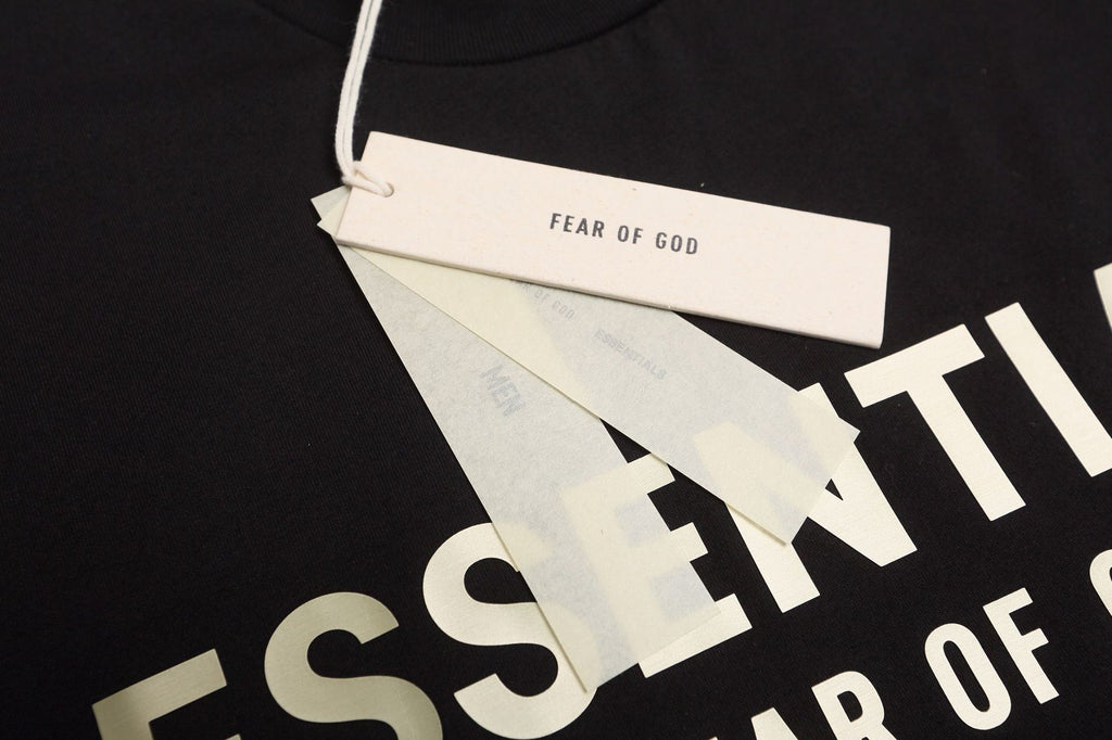 Fear Of God Essentials Silver Foil Letter Crew Neck Unisex T Shirt