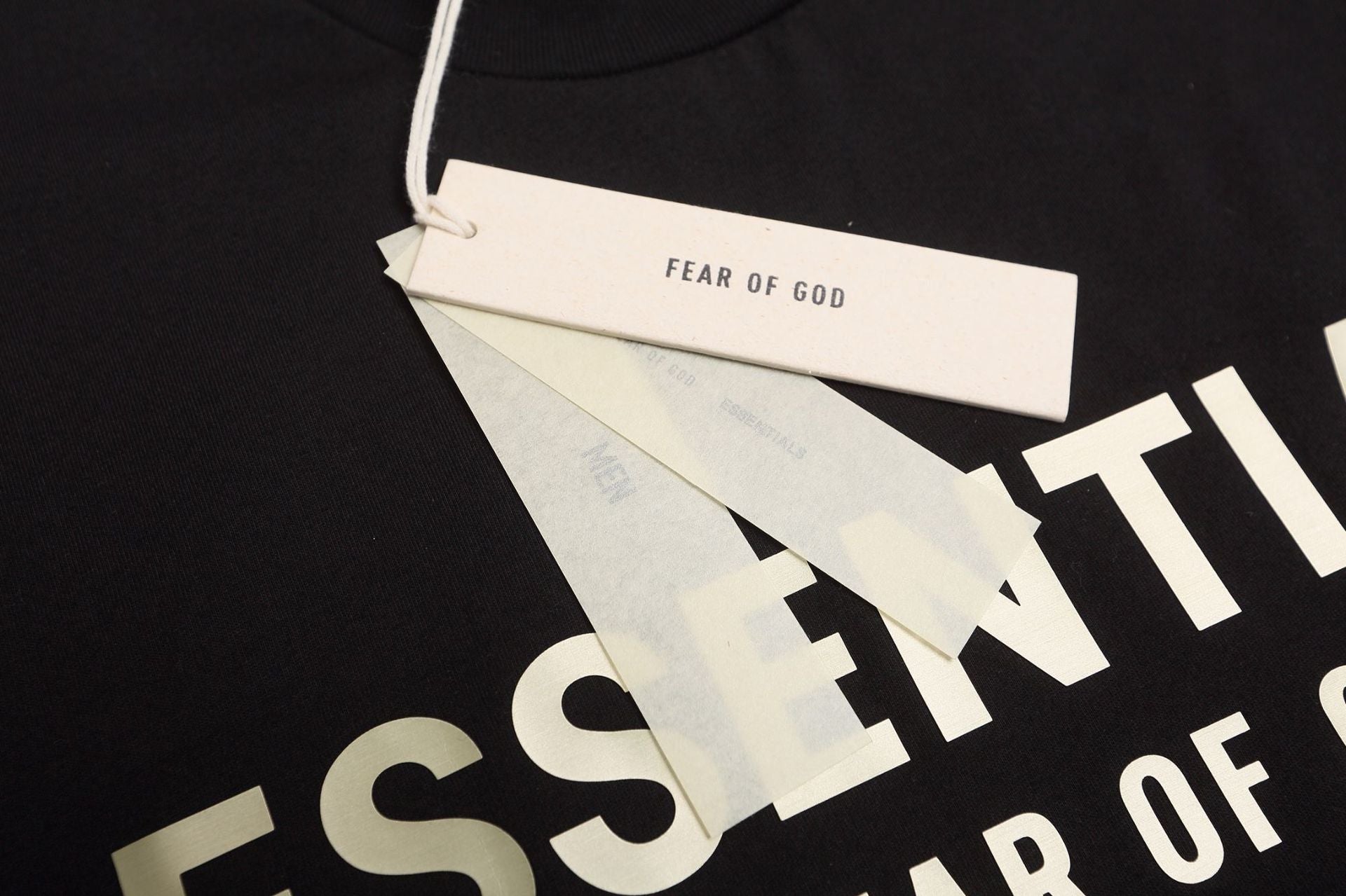 Fear Of God Essentials Silver Foil Letter Crew Neck Unisex T Shirt