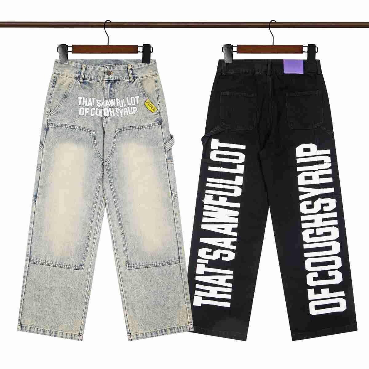 ALOCS Cough Syrup Rhinestone Work Jeans