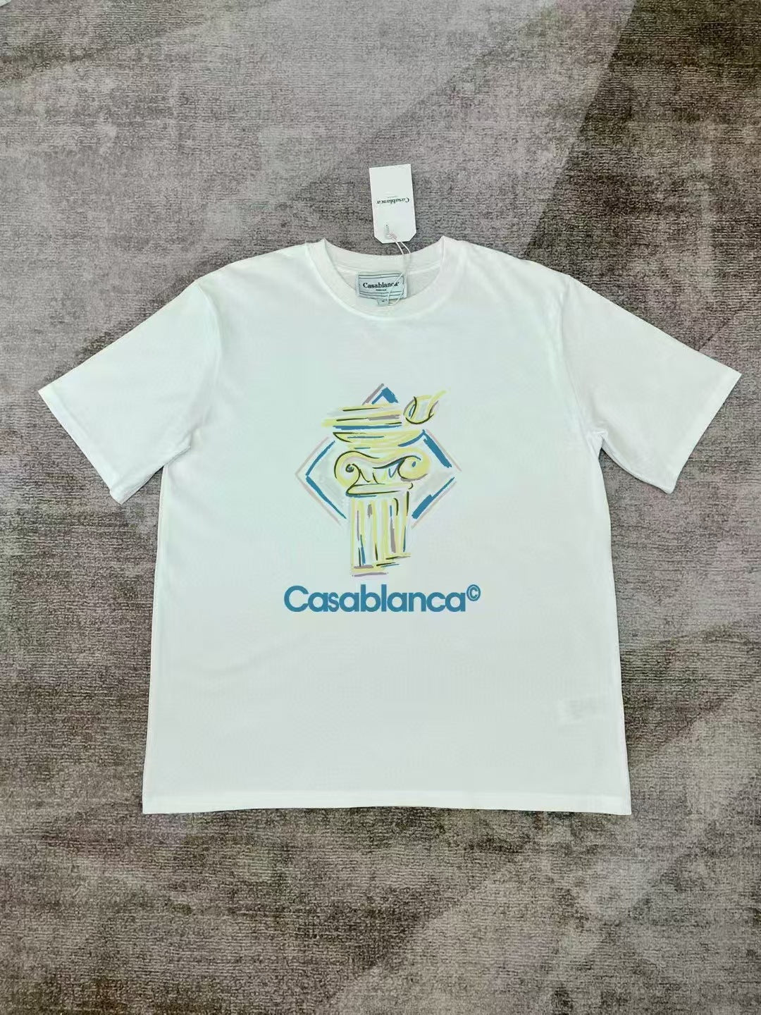 Casablanca Art Graphic Print Loose Unisex Short Sleeve T-Shirt