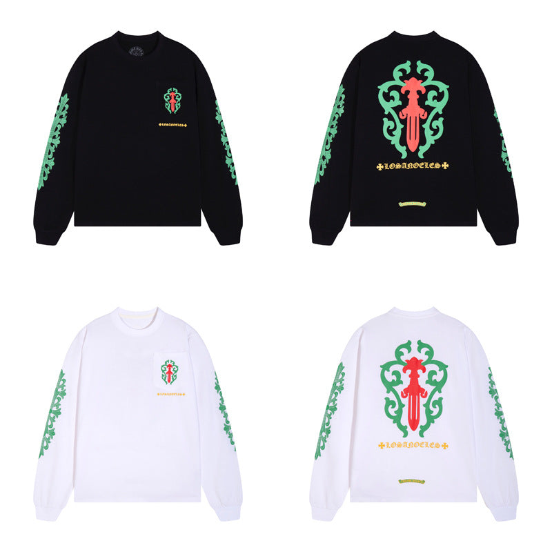 Chrome Hearts Cross Horseshoe Sanskrit Print Long Sleeve Tee Unisex