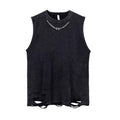 Vintage Washed Ripped Cotton Tank Mens Loose Sleeveless Tee