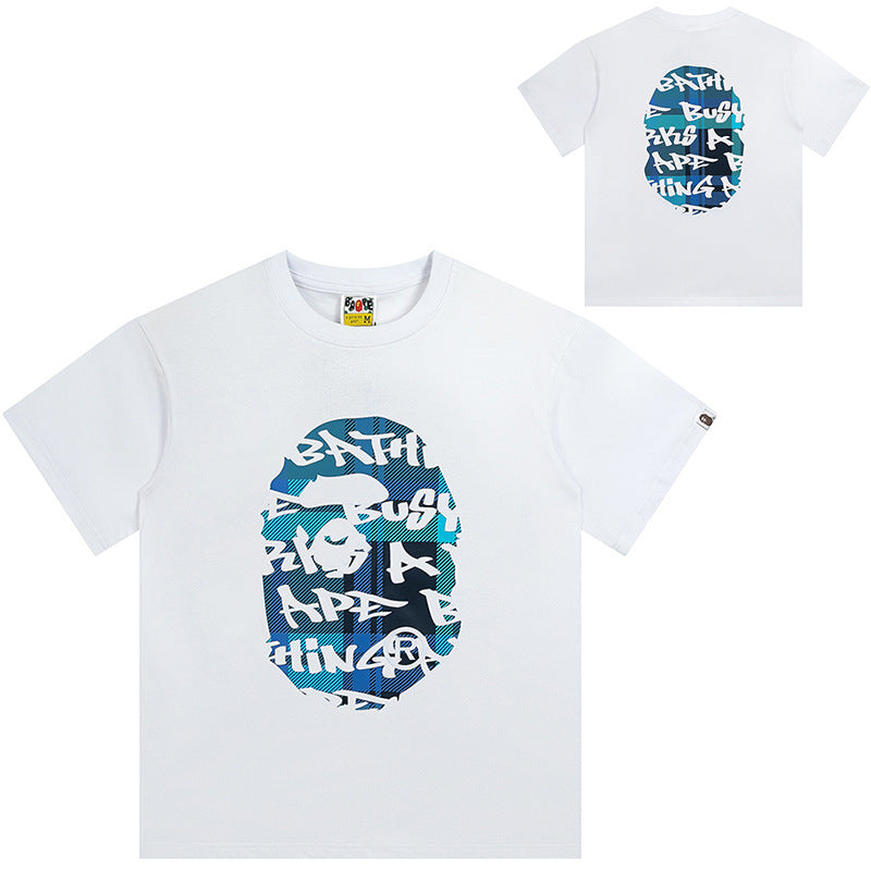 BAPE Shark Camo Graphic Tee Loose Unisex Streetwear T-Shirt
