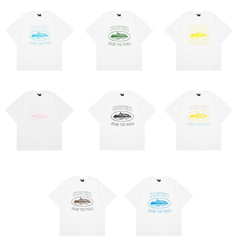 Corteiz Alcatraz Logo Letter Crew Neck Short Sleeve T‑Shirt Unisex
