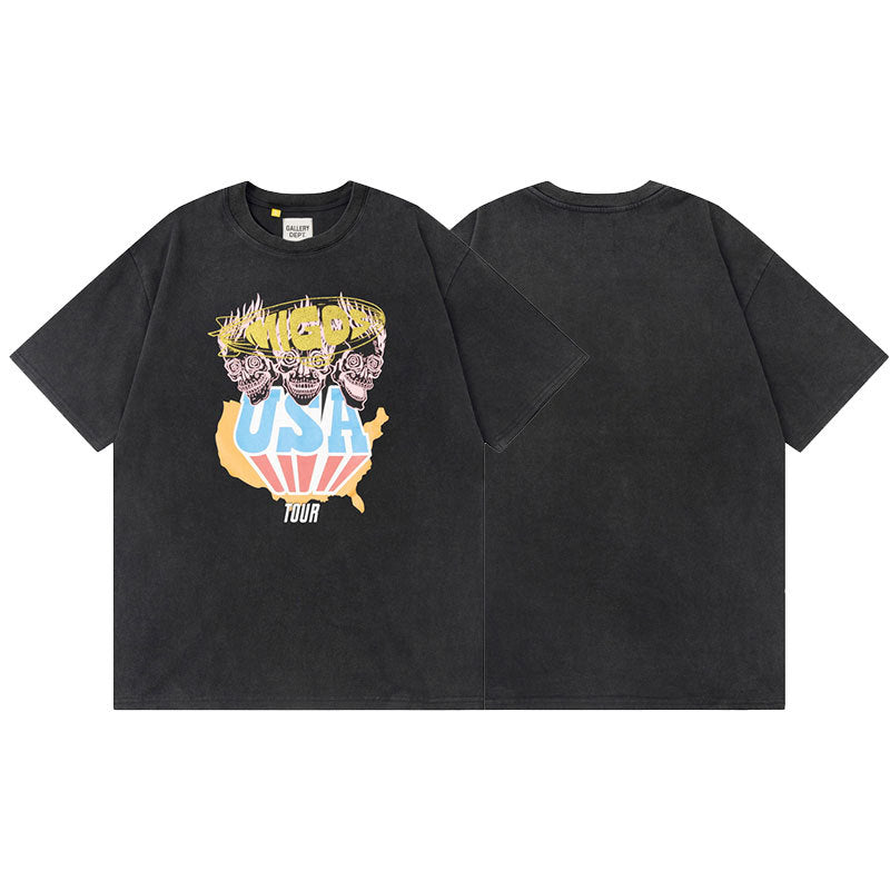 Gallery Dept Vintage Washed Graphic Short Sleeve Tee Streetwear Unisex