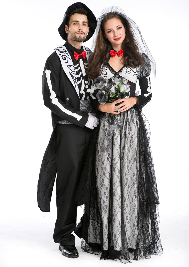 Halloween Men & Women Vampire Skeleton Gothic Cosplay Couple Sets