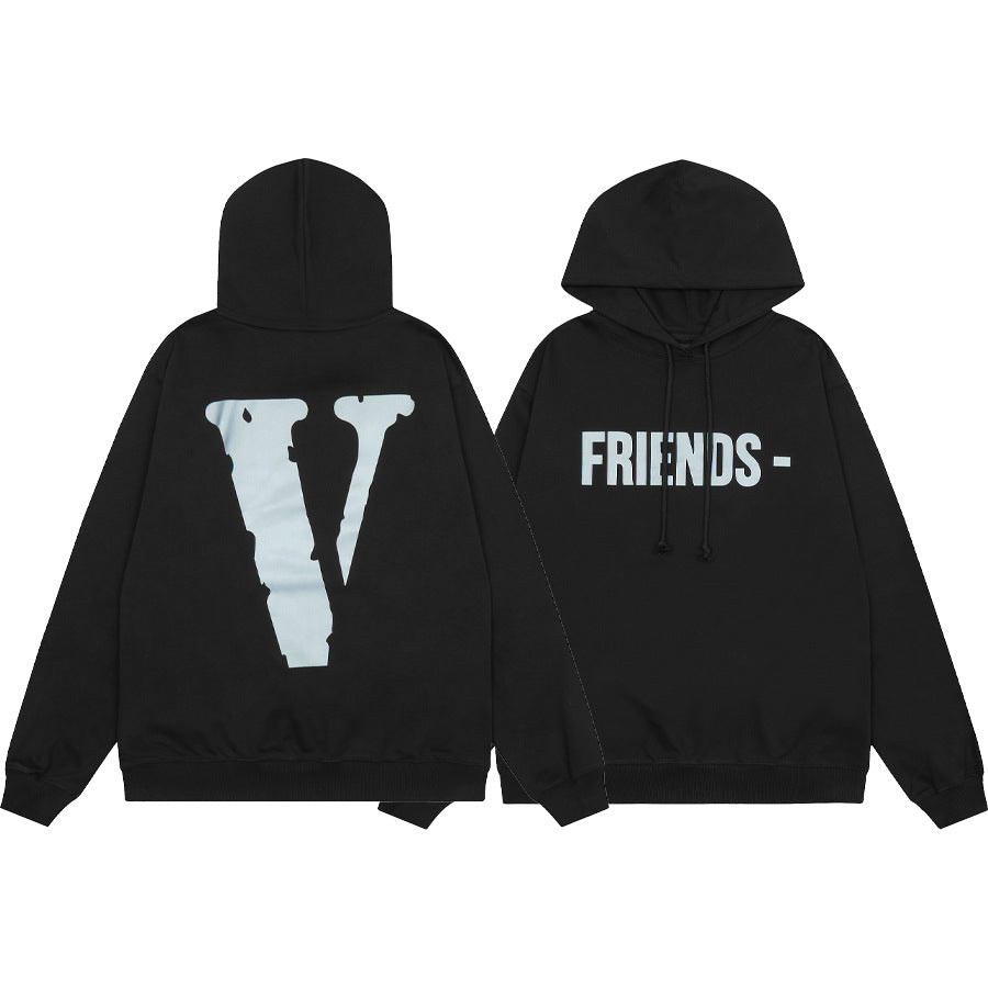 Vlone Multi Pattern Big V Graphic Oversized Hoodie Streetwear Unisex