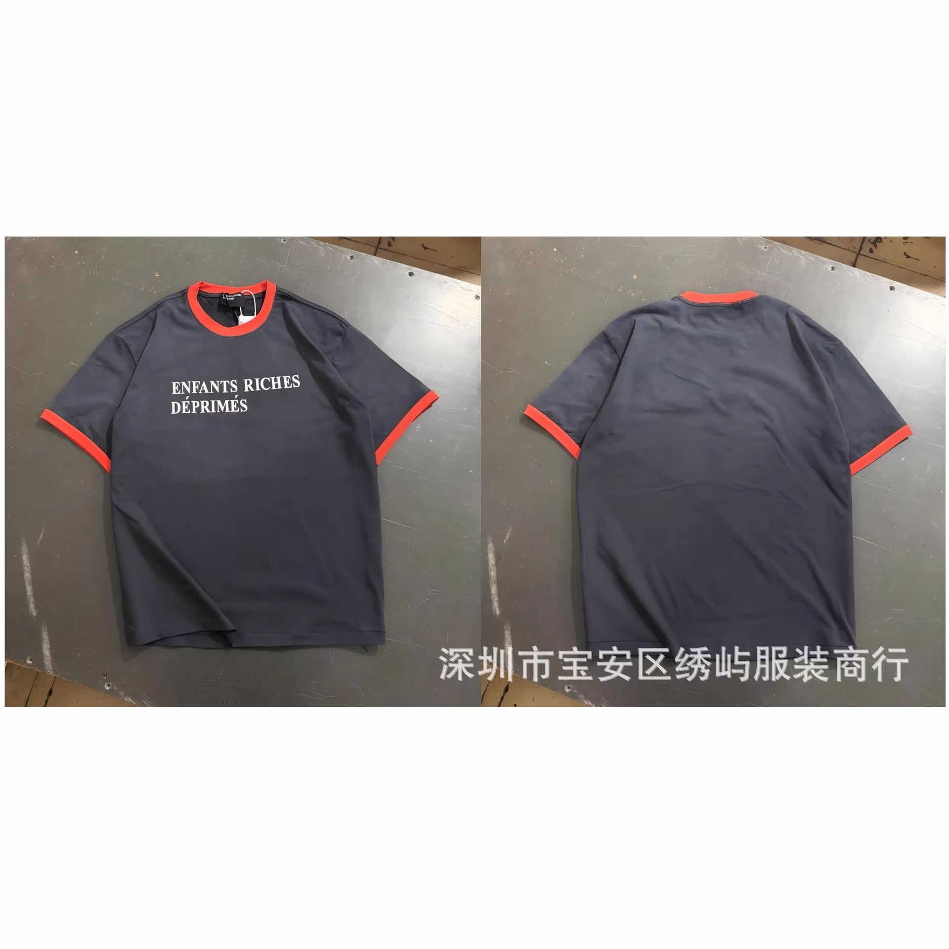 ERD Portrait Letter Print Crew Neck Short Sleeve T Shirt Unisex