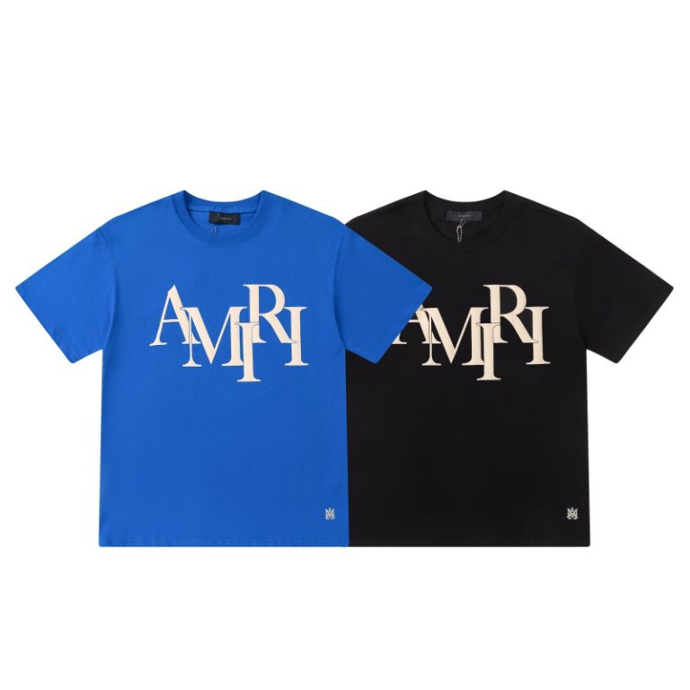 Amiri Velvet Foam Letter Graphic Crew Neck Short Sleeve T Shirt