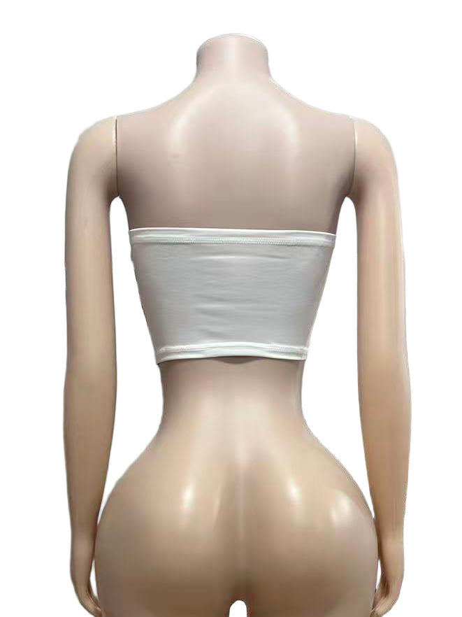 Vintage Figure Print Strapless Crop Tube Top Women